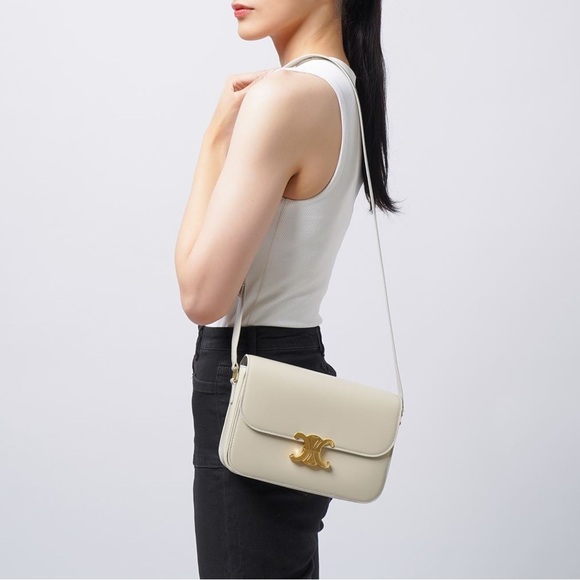 Celine Triomphe Beige Shoulder Bag Medium - Picture 14 of 14